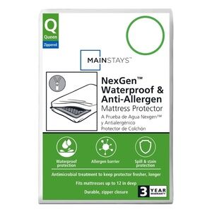 Mainstays NexGen Queen Mattress Protector | Zippered, Waterproof, Hypoallergenic